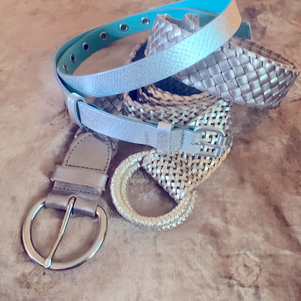 Silver leather belt bundle